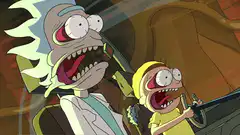 Rick and Morty screaming in the spaceship