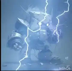 Small robot generating lightning