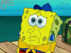 SpongeBob crying with big watery eyes