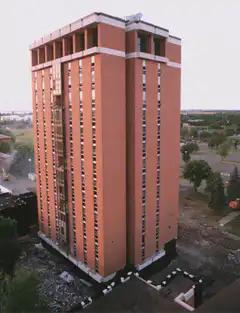 Tall brick building demolition