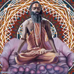 Meditating Sadhu in Giant Hands