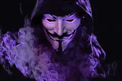 Glowing Guy Fawkes Mask with Smoke