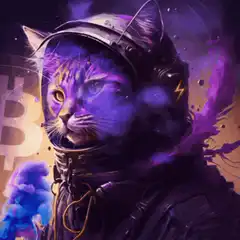 Purple Cat Astronaut with Bitcoin