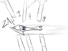 pencil flying through bamboo