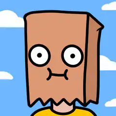 brown paper bag head character