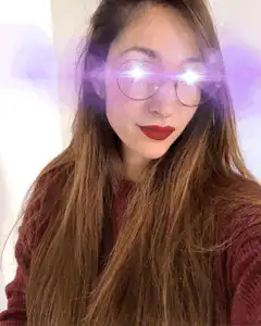 Woman with glowing eyes and lightning