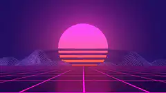 Retro synthwave sunset grid