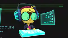 3D bee hacker with skull glasses
