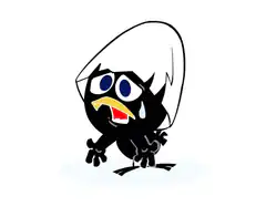 Crying black bird under shower
