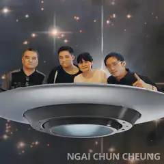 Four people in a UFO in space