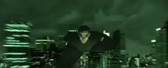 Neo flying over city