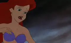 Ariel turns away with bubbles