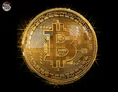 Golden Bitcoin with Glowing Rays