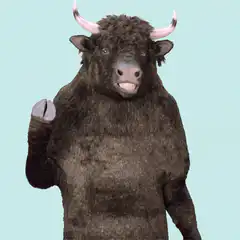 Bull mascot waving