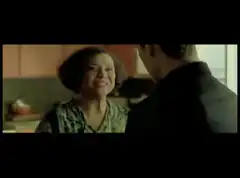 Woman offers man a cookie