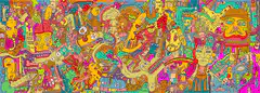 Colorful psychedelic cartoon crowd