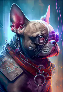 Cyberpunk French Bulldog with Goggles