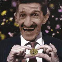 Man holding bitcoin with excited face