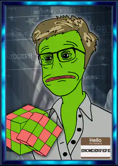 Snowden Pepe with Rubik's Cube