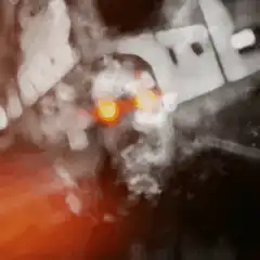 Glowing eyes man in abandoned building