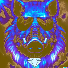 Blue boar with sunglasses and diamond