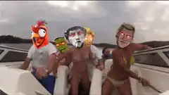 Angry Birds and Trump on a boat