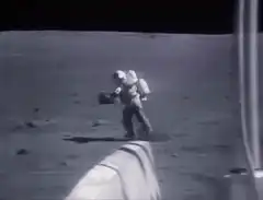 Astronaut falling on the moon