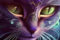 ornate purple cat face