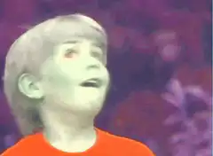 Colorful distorted boy head