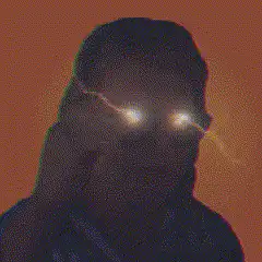 Man with glowing eyes