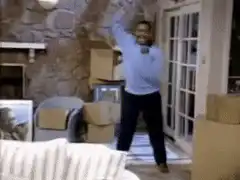 Man dancing in living room