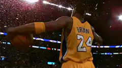 Basketball player celebrating with confetti