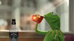 Kermit drinking whiskey