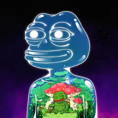 Glowing Pepe with miniature forest inside