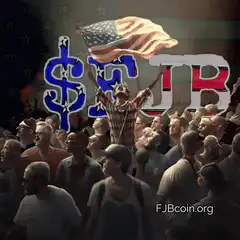 Man waving US flag with dollar sign and TR text