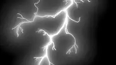 Lightning bolt and Here Comes Heaven text