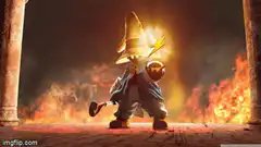 Wizard dancing in fire