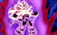 Super Saiyan 4 Gogeta screaming with energy