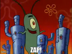 Plankton fires laser eyes