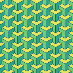 Green and yellow isometric cubes pattern animation