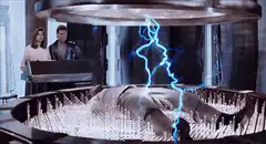 Doc Brown on the bed of nails with lightning