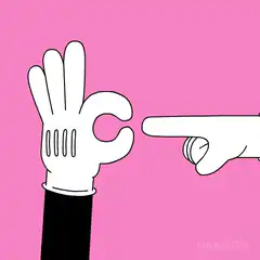 Gloved hands poke OK sign