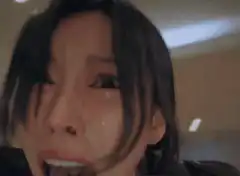 Woman crying and screaming in close-up
