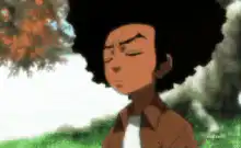 Afro Samurai standing in the wind
