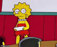 Lisa Simpson writes Fuck You Greg on board