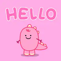 Pink dinosaur waving hello
