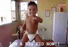 Toddler dancing in diaper