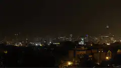 Chicago skyline lightning storm