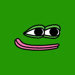 Green frog face with pink tongue