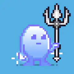 pixel art ghost with trident